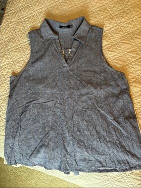 Doe & Rae Blue Sleeveless shirt with lace back